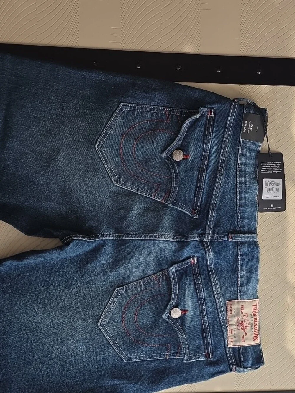 True Religion Men's Dark Blue Relaxed Straight-Leg Jeans 36x32 - Adjusted